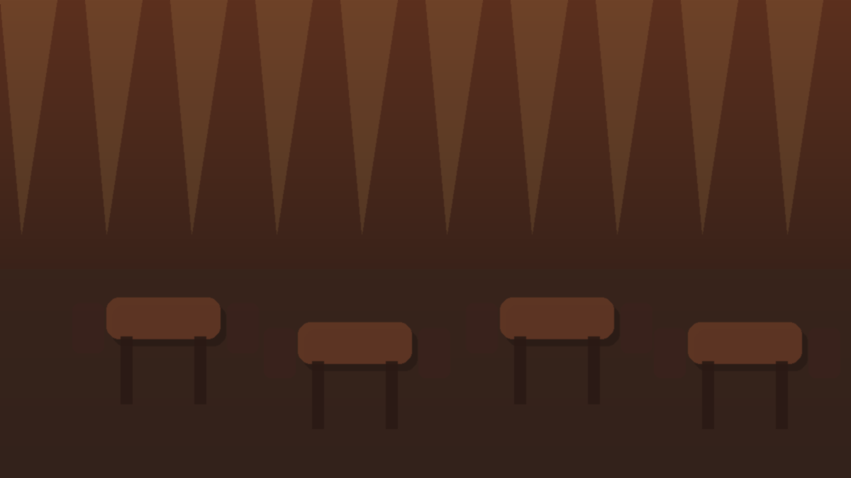 Modern restaurant dining room with empty tables set for dinner service